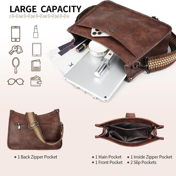 Crossbody Bags For Women Trendy, Leather Hobo Handbag Crossbody Purses Shoulder - Picture 3 of 7